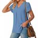 2025 Bestseller Women's Fashion Chiffon Blouse V-neck Ruffle Short Sleeve Waist-Cinching Top In Stock_ecoleips.com