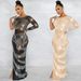 Voya Voya Women's Fashion Sexy Nightclub Rhinestone Single Sleeve Irregular Slit Long Dress_ecoleips.com