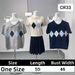 Women's Clothing French Casual Preppy Style Diamond Pattern Short Sleeved Knit Top Fashionable Summer Knitwear_ecoleips.com