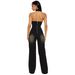 Women's Clothing Tight Waist Slim Elastic Washed Denim Jumpsuit Halter Neck Loose Jumpsuit_ecoleips.com