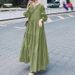 Aria Basics Aria Basics European And American Cross-border Temu2026 Women's Long Flared Dress, Autumn Long-sleeve V-neck Ruffle Short-sleeve_ecoleips.com