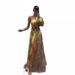 Women's Clothing Sexy Oblique Shoulder One Shoulder Long Sleeve Floral Gauze Dress Long Skirt High End Large Swing Floral_ecoleips.com