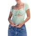 Voya Women's Spring And Summer New Sexy T-shirt Short Sleeved T-shirt Unique Design Sense Short Hollow Top_ecoleips.com