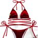 Women's Velvet Swimsuit Two-Piece Bikini Strap Backless Design Sporty Swimwear_ecoleips.com