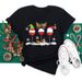 European And American Cross-border Foreign Trade Women's Clothing Christmas Wine Glass Print Round Neck Short-sleeve_ecoleips.com