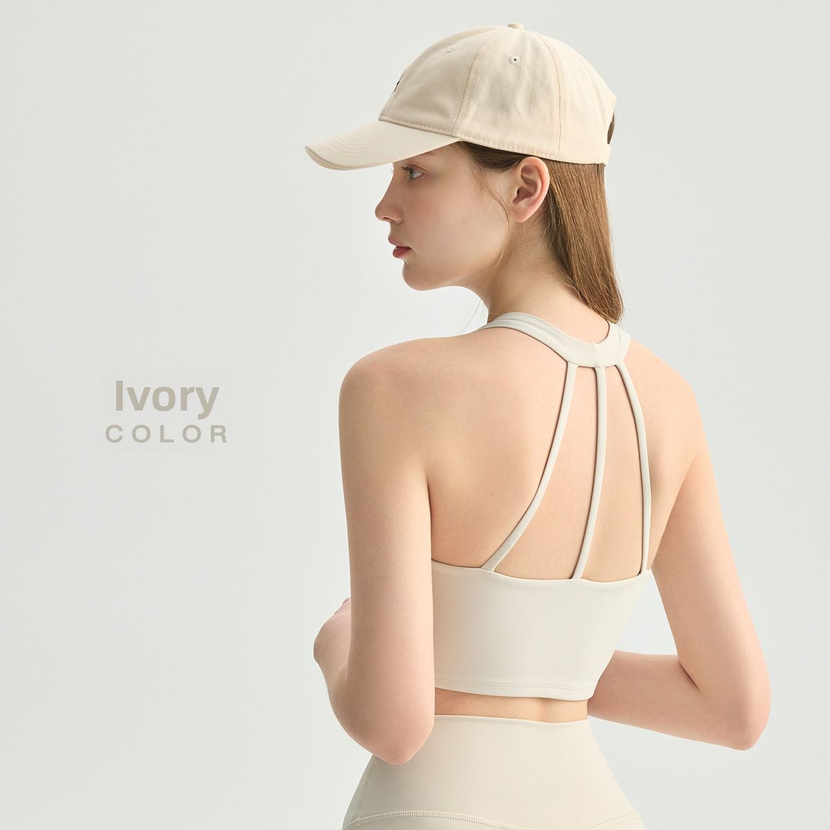 Women's Cross Neck Halter Padded Yoga Bra Three Strapped Design Nude Feel Fitness Sports Bra Beautiful Back_ecoleips.com