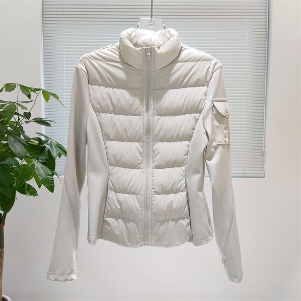 Women’s Slim-Fit Down Jacket – 91-95% White Duck Feather Fill, Lightweight Yoga & Outdoor Coat (3 Neutral Tones, Mid-Length)_ecoleips.com