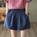 Suitable For All Seasons Summer Women's White Loose 2025 New Cotton Linen Plus Size Casual Shorts_ecoleips.com