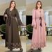 Muslim Dress Women Dubai-Inspired Ethnic Cardigan Dress With Rhinestone Belt – Plus Size Modest Long Dress For Women_ecoleips.com
