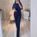 Women's Casual Solid Color Two Piece Set Round Neck Short Sleeved Top And High Waisted Straight Leg Pants Style Autumn Trend_ecoleips.com