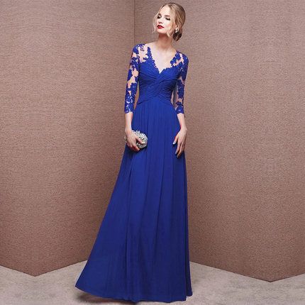 Women's Clothing Long Sleeved Red Bridal Wedding Dress Long Banquet Evening Dress Female_ecoleips.com