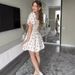 Foreign Trade Cross-border European And American Women's New Spring-summer White Cherry Print Puff Sleeve Off-shoulder_ecoleips.com