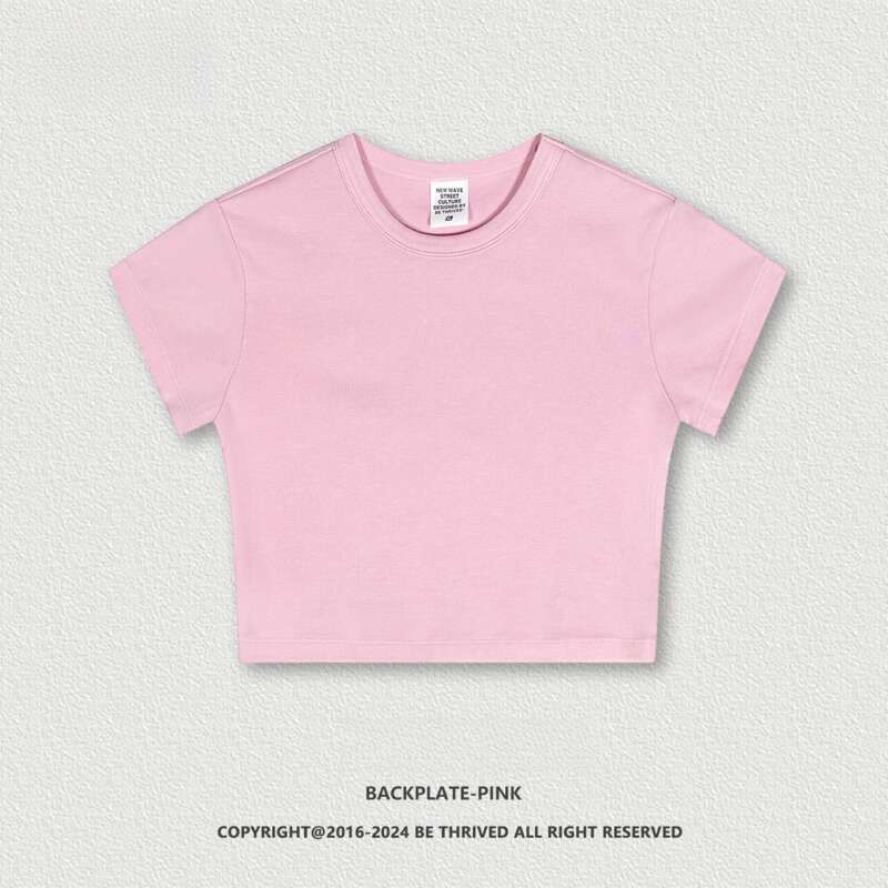 BE Wear | 2025 Summer American Brand Hot Girl Short Sleeved Top Slim Fit Shoulder T-Shirt Women's Trendy Dopamine_ecoleips.com