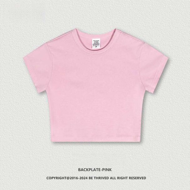 BE Wear | 2025 Summer American Brand Hot Girl Short Sleeved Top Slim Fit Shoulder T-Shirt Women's Trendy Dopamine_ecoleips.com