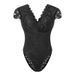 2025 Summer New Solid Color Lace Slim And Thin Deep V Backless Niche Design Onesie_ecoleips.com