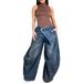 BN367 Wide Leg Jeans for Women Fashion Cross Border E-commerce European American Style Washed Distressed Patch Pocket Hot Selling_ecoleips.com
