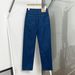 HOUSE Spring/Summer Vintage Layered Indigo Casual Washed Soft Cotton Slim Straight Jeans For Women_ecoleips.com