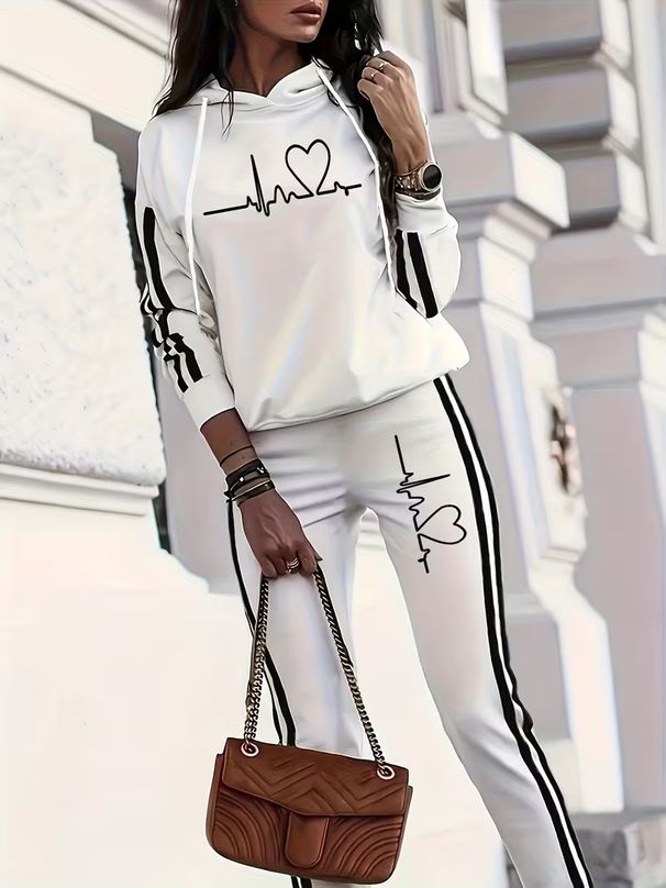 Women's Clothing Fashion Letter Print Two Piece Set For Women Autumn Winter Sports Set European American For Formal & Casual_ecoleips.com