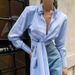 Women's French Style Niche Long Striped Shirt Long Sleeve Commuter Top_ecoleips.com