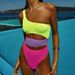 Women's Clothing New Swimsuit One Piece Color Stitching Contrast Color Swimsuit Sexy Hollow Bikini_ecoleips.com