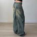 American Retro Heavy-washed Patchwork Low-rise Jeans For Women, Cross-border Loose Casual Long Pants_ecoleips.com