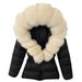 Luxury Faux Fur Trim Hooded Down Jacket For Women, Slim Fit Waist Belt, Warm Winter Coat With Detachable Fox Fur Collar, Polyester Shell_ecoleips.com