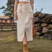 Women's Clothing Summer New Washed Lace Up Workwear Denim Slit Skirt_ecoleips.com