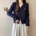Real Shot Of A Short Double-zipper Hooded Sweatshirt Women, Suitable For Spring And Autumn, Korean Style, Slim Fit,_ecoleips.com