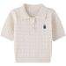 Women's Slim Fit Short Knit Top Summer New Embroidered Bear Cable Knit Collar Sweater Versatile_ecoleips.com