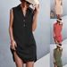 2025 Summer New Women's Dresses V-neck Button Sleeveless Vest Cotton Linen Ladies Clothes Y2K_ecoleips.com