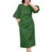Spring Summer Women's Puff Sleeve O Neck A Line Dress Office Formal Work Attire Fashion_ecoleips.com