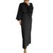 2308 Cross-Border Solid Color Long Sleeve Casual Muslim Dress Robe Elegant Middle Eastern_ecoleips.com