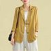 2026 Autumn New Fashion Casual Cotton Linen Blazer For Women, Solid Color Versatile Long Sleeve Loose Fit Suit Jacket_ecoleips.com