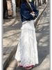 K White Lace Cake Skirt, Women's New High Waisted A-line Irregular Half Skirt, Mid Length Half Skirt_ecoleips.com