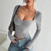 Women's Ribbed Brushed Cropped T-Shirt – Stylish Short Top For Fall & Winter (S/M/L/XL, Greyish)_ecoleips.com