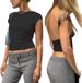 Aria Basics Aria Basics 2024 New European And American Fashion Backless Short-Sleeve T-Shirt, Sexy Stretchy Women's Top, Slim Fit, Round Neck_ecoleips.com