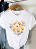 European And American Cross-border Foreign Trade Women's Clothing, Floral Print Round-neck Short-sleeve T-shirt Top_ecoleips.com