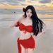 Mosricci Internet Celebrity Style Sexy European And American Retro Red Bikini Two-Piece Swimsuit For Women With Chest_ecoleips.com