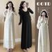 Autumn New Korean Fashion Strap Two-Piece Maternity Dress_ecoleips.com