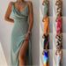 Women's Clothing Suspender V Neck Slit Print Dress_ecoleips.com