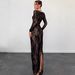New Arrival Temperament Lace Square Neck Waist Cinched Long Sleeve Elegant Party Women's Dress_ecoleips.com