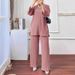 Women's Clothing Matching Autumn Long Sleeve Shirt Wide Leg Pants Outfit Muslim Sportswear Jacket_ecoleips.com