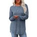 Women’s Long Sleeve Blouse – Relaxed Fit Round Neck Tunic Top With Side Slits (10 Elegant Colors, Polyester Stretch, Office & Casual Wear)_ecoleips.com