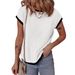 Women's Clothing Summer Round Neck Knitted Contrast Color T Shirt Casual Twisted Stripe Top_ecoleips.com
