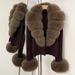 Luxury Short Knit Cardigan With Fox Fur Collar – Elegant Cropped Coat For Women (Acrylic Blend, Soft & Stylish)_ecoleips.com