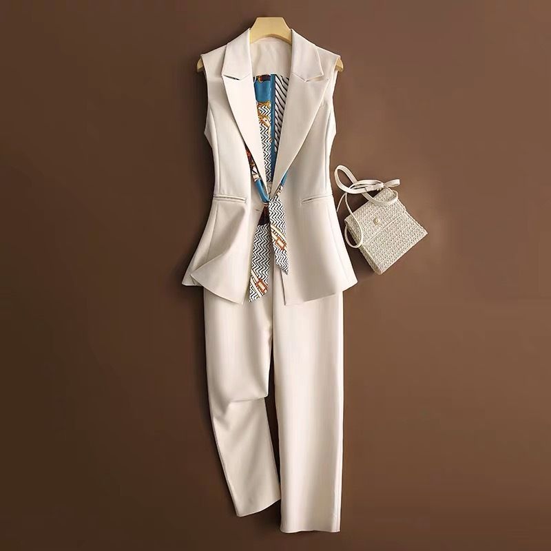 Women's Clothing spring and autumn slim sleeveless vest vest suit two piece suit women's trend_ecoleips.com