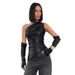 Women's PU Leather Vest Sleeveless Asymmetrical Neck Top With Sleeve Covers American Style Street Fashion New 2026_ecoleips.com