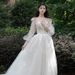 Plus Size Light Wedding Dress French Style Long Sleeved Bridal Reception Gown Petite Style High End Luxury_ecoleips.com