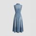 Chic Washable Denim Maxi Dress For Teens, Sleeveless Shirtdress With High Waist And Off-Shoulder Design For Casual Outings_ecoleips.com