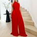 C8588 Foreign Trade European And American Summer Fashion Solid Color Sleeveless Sexy Wide-Leg Pleated Jumpsuit_ecoleips.com